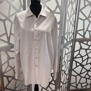 Calvin Klein Men's Gray Striped Dress Shirt